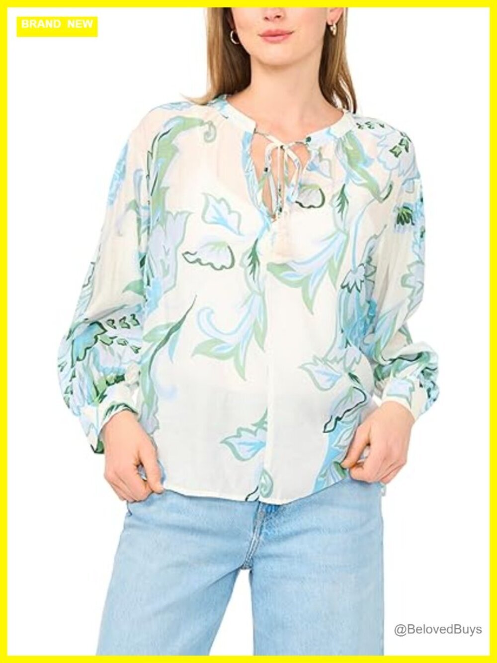Oversized Long Sleeve Tie Front Blouse